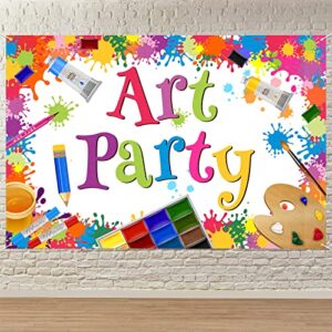 art paint party backdrop banner decor white – colorful art painting artist birthday party theme decorations for girls boys women supplies