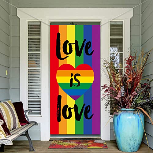 Rainbow Gay Pride Door Cover Banner Flag - Love Is Love Pride LGBT Gay Lesbian Bisexuals Door Banner Flags Outdoor Party Decorations