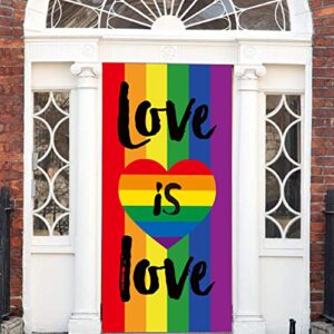 Rainbow Gay Pride Door Cover Banner Flag - Love Is Love Pride LGBT Gay Lesbian Bisexuals Door Banner Flags Outdoor Party Decorations