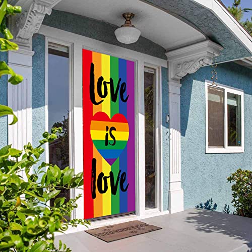 Rainbow Gay Pride Door Cover Banner Flag - Love Is Love Pride LGBT Gay Lesbian Bisexuals Door Banner Flags Outdoor Party Decorations