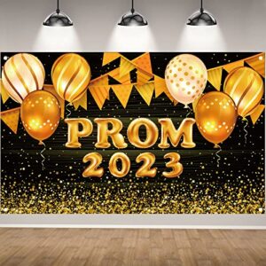 Black and Gold Prom 2023 Backdrop for Photography Prom 2023 Banner Graduation Party Banner Prom 2023 Decorations and Supplies for Home Party-71×43''