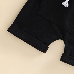 Newborn Baby Boy Summer Clothes Mamas Boy Outfit Short Sleeve T-Shirt Top Elastic Short Pants Set Little Dude Outfit (Black,18-24 Months)