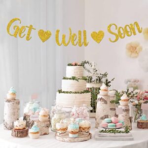 MonMon & Craft Get Well Soon Banner / Cancer Survivor Party Banner / Cancer Awareness / Cancer Free Party Decorations Gold Glitter