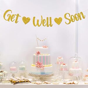 MonMon & Craft Get Well Soon Banner / Cancer Survivor Party Banner / Cancer Awareness / Cancer Free Party Decorations Gold Glitter