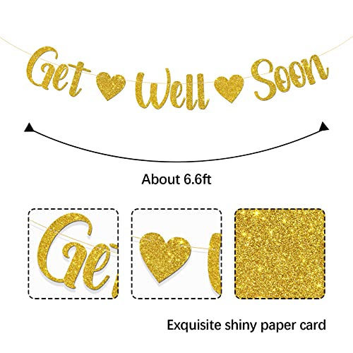 MonMon & Craft Get Well Soon Banner / Cancer Survivor Party Banner / Cancer Awareness / Cancer Free Party Decorations Gold Glitter
