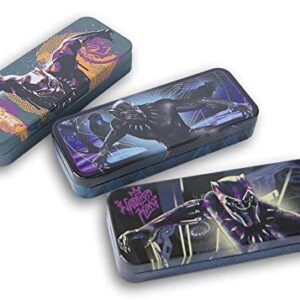 Black Panther Metal Tin Pencil Case Pencil Case, Marker Case, Crayon Case, Back to School Shopping for Students (Set of 3)