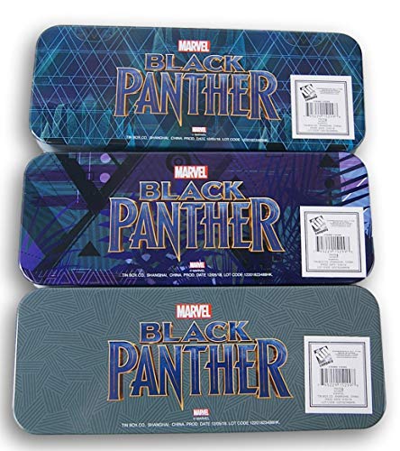 Black Panther Metal Tin Pencil Case Pencil Case, Marker Case, Crayon Case, Back to School Shopping for Students (Set of 3)