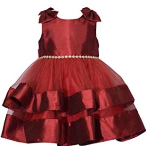 Bonnie Jean Holiday Christmas Party Dress for Baby Toddler Little and Big Girls, Burgundy, 10