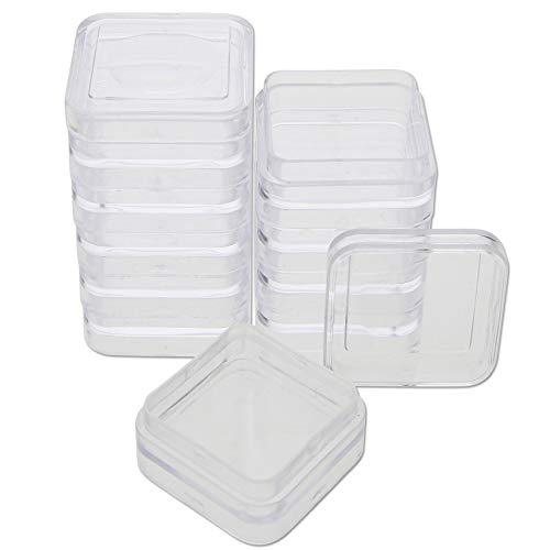 The Beadsmith Personality Case – 2 Clear Square Stacker Jar Set – Each Stack Measures 1.25 x 2.3 inches - Total 10 Jars and 2 lids, for Storage of Small Items, Crafts, Jewelry, Hardware