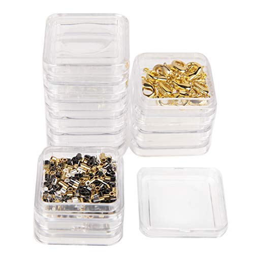 The Beadsmith Personality Case – 2 Clear Square Stacker Jar Set – Each Stack Measures 1.25 x 2.3 inches - Total 10 Jars and 2 lids, for Storage of Small Items, Crafts, Jewelry, Hardware