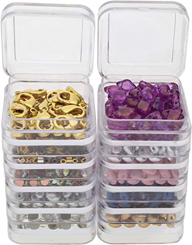 The Beadsmith Personality Case – 2 Clear Square Stacker Jar Set – Each Stack Measures 1.25 x 2.3 inches - Total 10 Jars and 2 lids, for Storage of Small Items, Crafts, Jewelry, Hardware