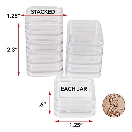 The Beadsmith Personality Case – 2 Clear Square Stacker Jar Set – Each Stack Measures 1.25 x 2.3 inches - Total 10 Jars and 2 lids, for Storage of Small Items, Crafts, Jewelry, Hardware