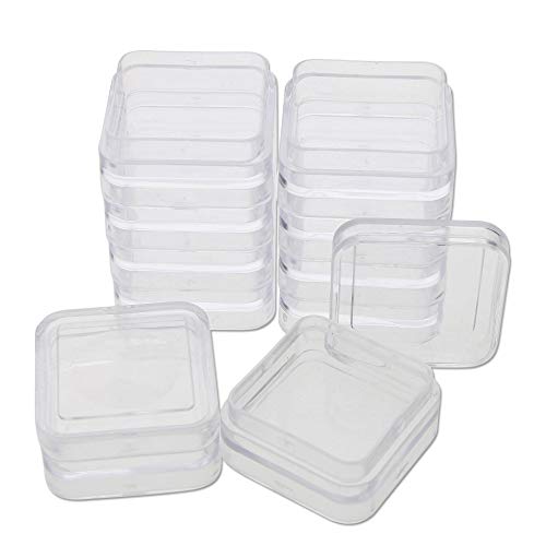 The Beadsmith Personality Case – 2 Clear Square Stacker Jar Set – Each Stack Measures 1.25 x 2.3 inches - Total 10 Jars and 2 lids, for Storage of Small Items, Crafts, Jewelry, Hardware