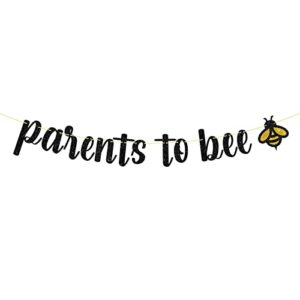 black glitter parents to bee banner, bee themed baby shower party decorations, pregnancy announcement, gender reveal, oh babee party decoration supplies