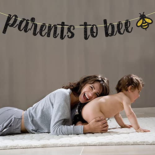 Black Glitter Parents to Bee Banner, Bee Themed Baby Shower Party Decorations, Pregnancy Announcement, Gender Reveal, Oh Babee Party Decoration Supplies