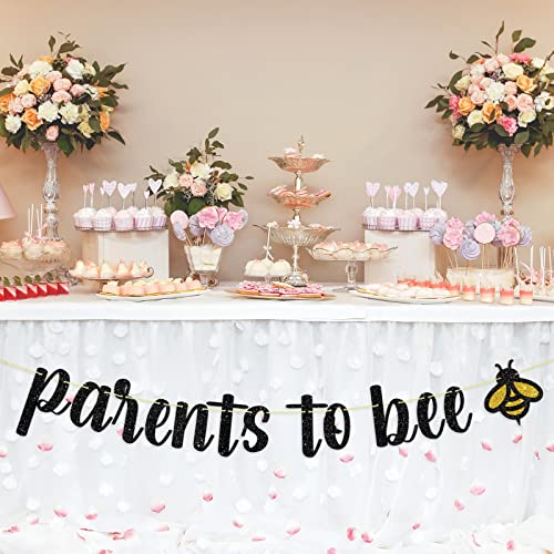 Black Glitter Parents to Bee Banner, Bee Themed Baby Shower Party Decorations, Pregnancy Announcement, Gender Reveal, Oh Babee Party Decoration Supplies