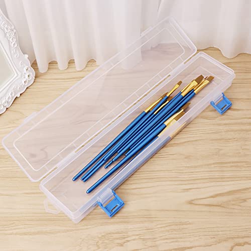 Emivery 2pcs Plastic Paint Brush Holder Watercolor Pen Storage Box Translucent Oil Paint Pen Cases for Drawing Tools Container 13'' x 2.7''