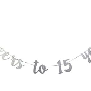 StarsGarden Cheers to 15 Years Banner - It's My Funny Fabulous 15 Banner -15th Birthday Banner Decorations - Milestone Happy Birthday Decorations(Silver 15), SG-22NP453