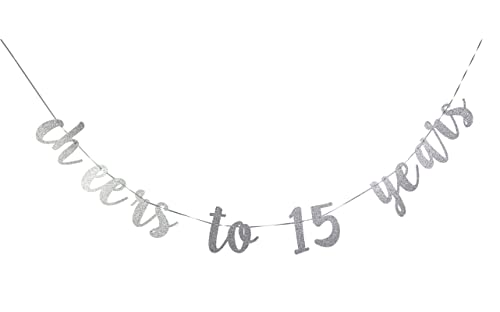 StarsGarden Cheers to 15 Years Banner - It's My Funny Fabulous 15 Banner -15th Birthday Banner Decorations - Milestone Happy Birthday Decorations(Silver 15), SG-22NP453