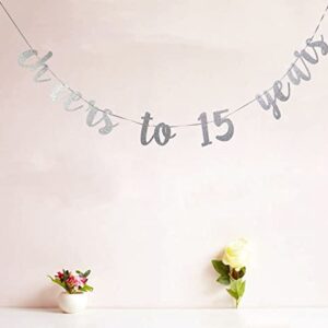 StarsGarden Cheers to 15 Years Banner - It's My Funny Fabulous 15 Banner -15th Birthday Banner Decorations - Milestone Happy Birthday Decorations(Silver 15), SG-22NP453