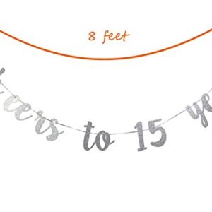 StarsGarden Cheers to 15 Years Banner - It's My Funny Fabulous 15 Banner -15th Birthday Banner Decorations - Milestone Happy Birthday Decorations(Silver 15), SG-22NP453