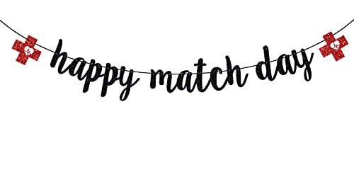 Happy Match Day Banner, Residency Match Day Decorations, Congrats on Matching, Medical School Graduation Party Decorations Black Glitter