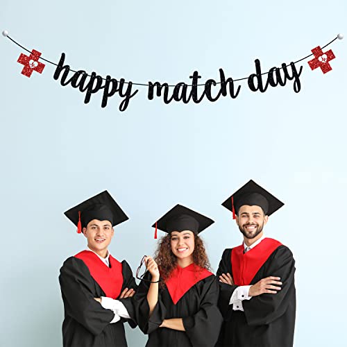 Happy Match Day Banner, Residency Match Day Decorations, Congrats on Matching, Medical School Graduation Party Decorations Black Glitter