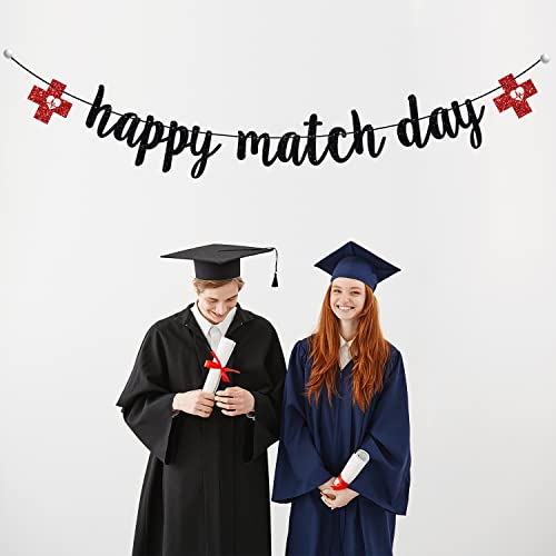 Happy Match Day Banner, Residency Match Day Decorations, Congrats on Matching, Medical School Graduation Party Decorations Black Glitter