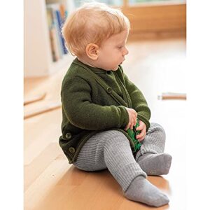 Ecoable Baby Long Sleeve Thermal Cardigan Sweater, Organic Merino Wool, Boys and Girls Sizes Newborn - 2 Years (EU 98-104 | 2-3 Years, Burgundy Rose)