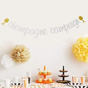 Champagne Campaign Banner - Bubbly Bar, Mimosa, Birthday, Bachelorette, Wedding, Bridal Shower, Momosa, Engageme Party Decorationsnt Party Silver Glitter