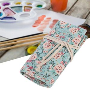 Floral Print Pencil Case Organizer Canvas Roll Up Pencil Bag Pen Storage Pouch for Paint Brush Pencil Stationery