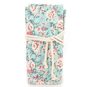 floral print pencil case organizer canvas roll up pencil bag pen storage pouch for paint brush pencil stationery
