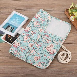 Floral Print Pencil Case Organizer Canvas Roll Up Pencil Bag Pen Storage Pouch for Paint Brush Pencil Stationery