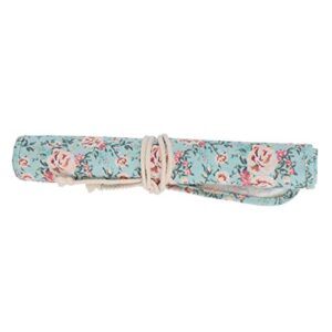 Floral Print Pencil Case Organizer Canvas Roll Up Pencil Bag Pen Storage Pouch for Paint Brush Pencil Stationery