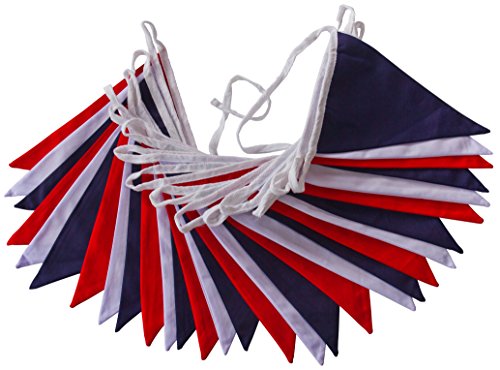 Red White and Blue Bunting - 10m double Sided Triangle Pennant Flags