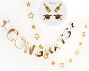 papakit congrats celebration bunting banner and glitter stars garland decoration party supply | graduation retirement engagements promotion