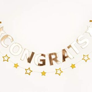 PapaKit Congrats Celebration Bunting Banner and Glitter Stars Garland Decoration Party Supply | Graduation Retirement Engagements Promotion