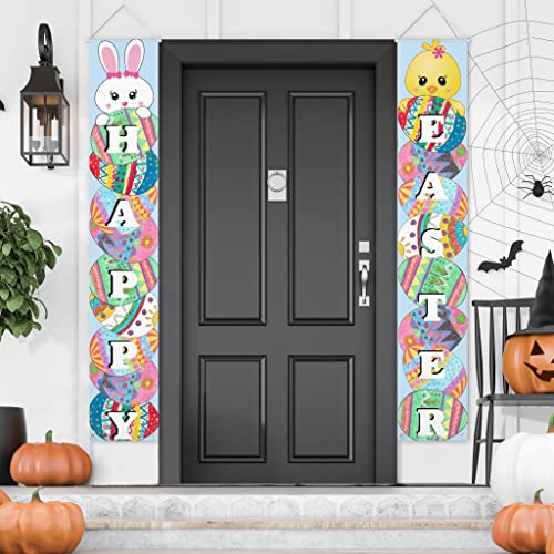 Happy Easter Porch Sign Easter Banner Indoor Outdoor Welcome Porch Wall Decor Front Door Party Decorations