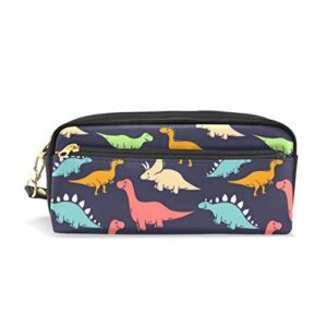 baofu dinosaur leather pencil case pen zipper pouch cosmetic makeup bag cute handmade soft pencil student stationery holder for kids teenagers women men