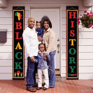 Black History Month Porch Banner Afro African American National Holiday Festival Front Door Wall Hanging Banner Decor