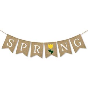 swyoun burlap spring banner with flower home supplies mantel fireplace decoration