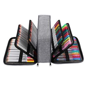 ytstyle 300 slots pencil case,colored gel pens holder organizer high capacity pencil bag with multilayer compartments for watercolor pens prismacolor premier crayola colored pencils(pencils not included)(grey)