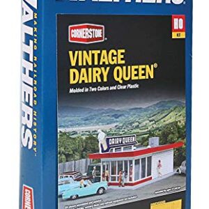 Walthers Cornerstone HO Scale Model Vintage Dairy Queen Kit, 5-1/16 x 3-1/2 x 2-3/8" 12.8 x 6cm