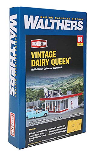 Walthers Cornerstone HO Scale Model Vintage Dairy Queen Kit, 5-1/16 x 3-1/2 x 2-3/8" 12.8 x 6cm