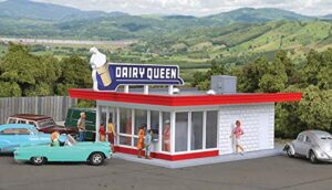 walthers cornerstone ho scale model vintage dairy queen kit, 5-1/16 x 3-1/2 x 2-3/8″ 12.8 x 6cm