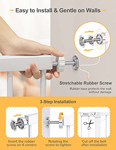 Tokkidas 29.5"-40.6" Auto Close Baby Gate, Extra Wide Child Gate with Door, Easy Walk Thru Dog Gate for Stairs, Doorways, House, Includes 2.75" & 5.5" Extension, Pressure Mounted Kit NO Drilling