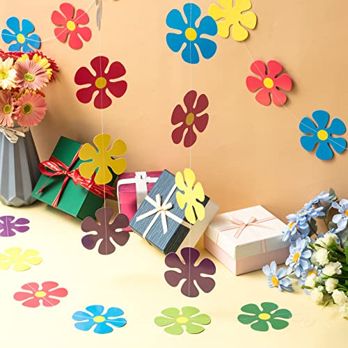 10 Packs Groovy Flower Party Banners Hanging Decor, Hippie Room Decor Groovy Party Decorations Flower Shaped Cutouts for Birthday Baby Shower 60s 70s Themed Party Supplies Decor