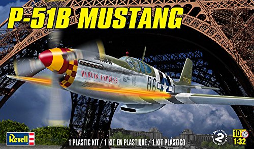 Revell 85-5535 P-51B Mustang Model Airplane Fighter Jet Kit 1:48 Scale 61-Piece Skill Level 4 Plastic Model Plane Building Kit, Green