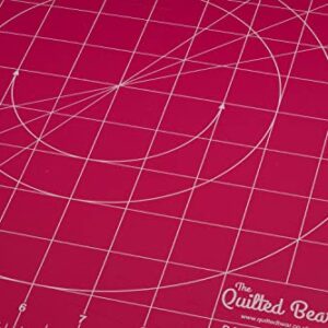 The Quilted Bear Rotating Cutting Mat 12" x 12" - Square Self Healing 360° Rotating Craft Cutting Mat with Innovative Locking Mechanism for Quilting & Sewing Your Choice of Colours Available! (Pink)