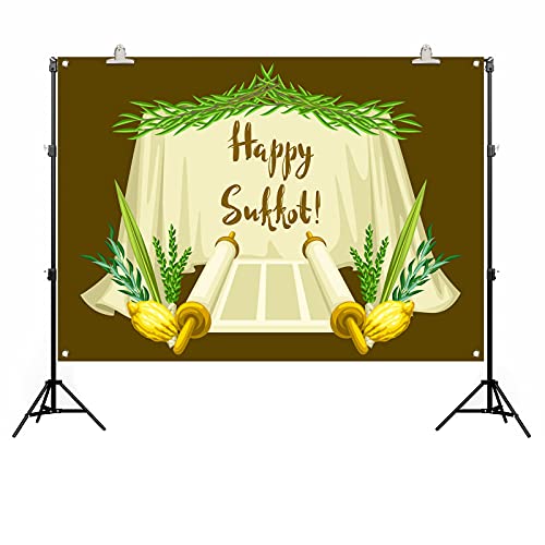 Pudodo Happy Sukkot Background Banner Sukkah Torah Jewish Holiday Festival Photography Wall Hanging Party Decoration